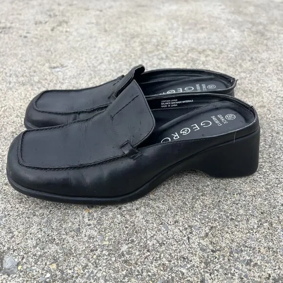 Vintage 90s Leather Slip on Mule Slides - Picture 6 of 10